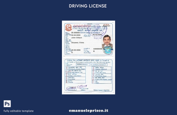 verified style modello di patente di guida nepalese in stile verificato template